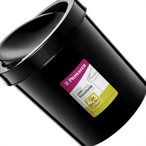 Lixeira Primafer Basculante 4,3L Preta Pr1017-8 Lixeira Primafer Basculante 4,3L Preta Pr1017-8