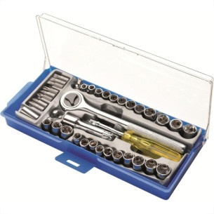 Soquete Excellent Bits Com Catraca Encaixe 1/4 3/8Com 40Pecas 8Zi
