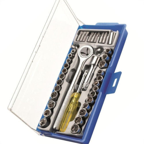 Soquete Excellent Bits Com Catraca Encaixe 1/4 3/8Com 40Pecas 8Zi