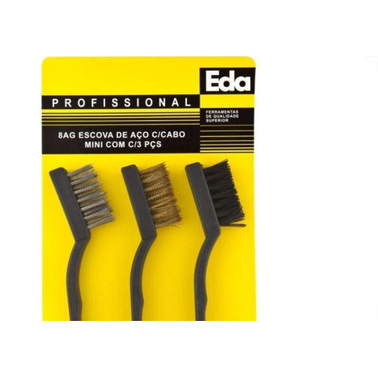 Escova Aco Eda Mini Com Cabo Com 3Pecas 8Ag