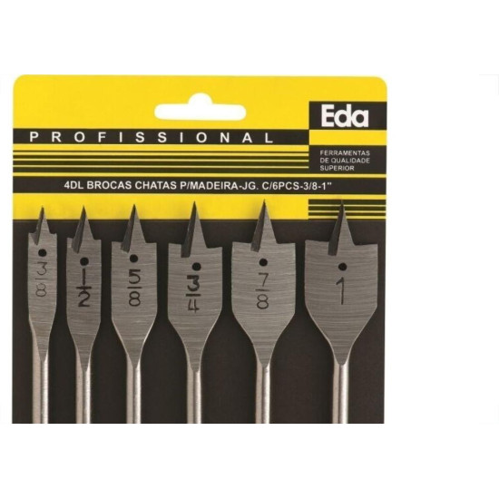 Broca Madeira Chata Eda 3/8A1'' C/6 Pecas 4Dl Broca Madeira Chata Eda 3/8A1'' C/6 Pecas 4Dl