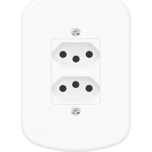 Conjunto Fame 4X2 Branco Com Placa 2Tomada 20A 