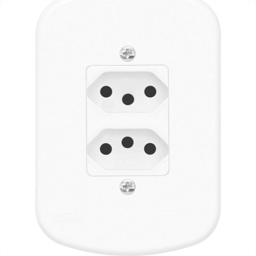 Conjunto Fame 4X2 Branco Com Placa 2Tomada 20A 