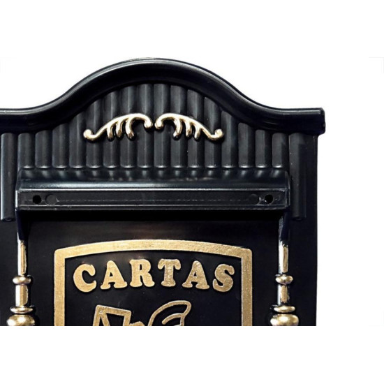 Caixa Carta Real Plastico''Pombo''N26P Preta Pequena 448 Caixa Carta Real Plastico''Pombo''N26P Preta Pequena 448