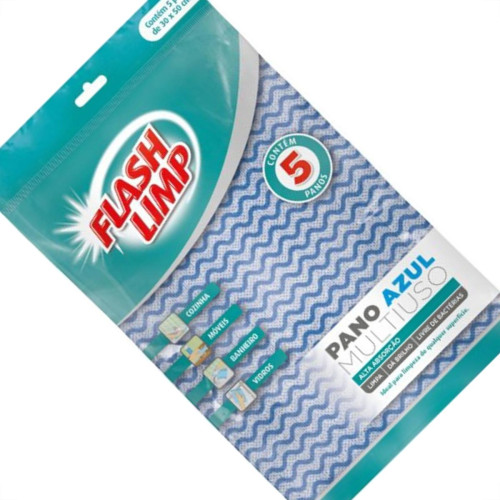 Pano Limpeza Flashlimp Mult Azul Com 5Pecas Blister Flp4588 Pano Limpeza Flashlimp Mult Azul Com 5Pecas Blister Flp4588