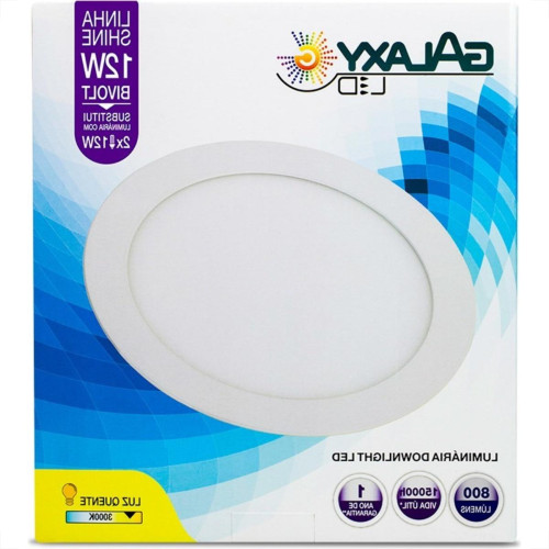 Luminaria Led Plafon Galaxy Embutir Redondo 12w 3000k 16,9cm 1871s