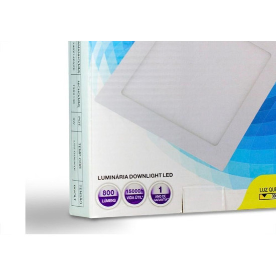 Luminaria Led Plafon Galaxy Embutir Quadrado 12W 3000K 16,7Cm 1898S Luminaria Led Plafon Galaxy Embutir Quadrado 12W 3000K 16,7Cm 1898S