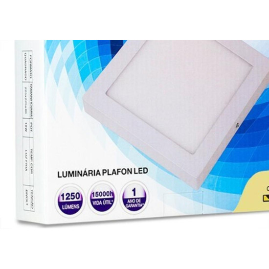 Luminaria Led Plafon Galaxy Externo Quadrado 18W 3000K 20,5Cm 2059S Luminaria Led Plafon Galaxy Externo Quadrado 18W 3000K 20,5Cm 2059S