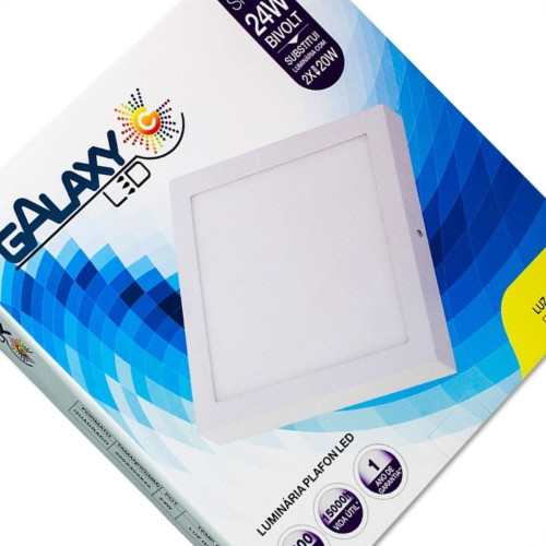 Luminaria Led Plafon Galaxy Externo Quadrado 24w 3000k 27,7cm 2062s Luminaria Led Plafon Galaxy Externo Quadrado 24w 3000k 27,7cm 2062s