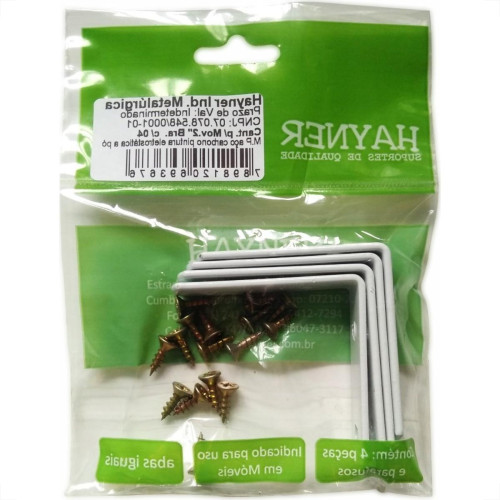 Cantoneira Moveis Hayner Branca 2'' 04Pecas 93676 Cantoneira Moveis Hayner Branca 2'' 04Pecas 93676