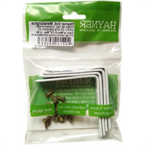 Cantoneira Moveis Hayner Branca 2.1/2'' 04Pecas 93683 Cantoneira Moveis Hayner Branca 2.1/2'' 04Pecas 93683