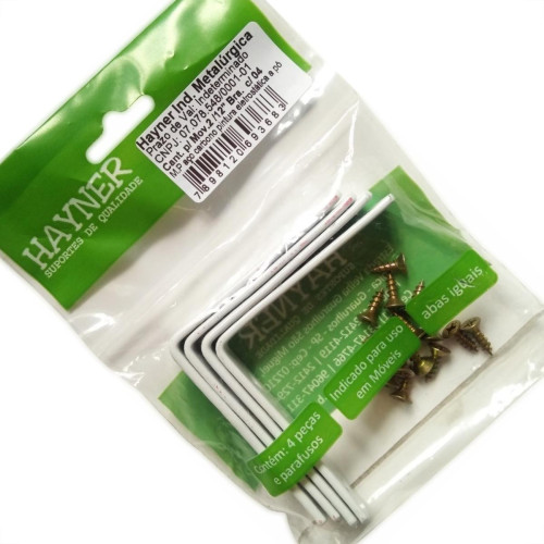 Cantoneira Moveis Hayner Branca 2.1/2'' 04Pecas 93683 Cantoneira Moveis Hayner Branca 2.1/2'' 04Pecas 93683