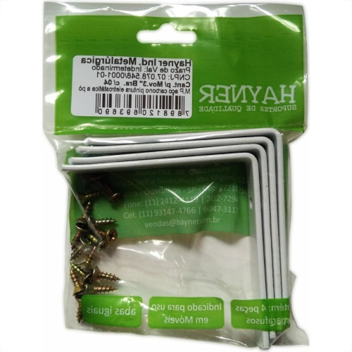 Cantoneira Moveis Hayner Branca 3'' 04Pecas 93690 Cantoneira Moveis Hayner Branca 3'' 04Pecas 93690