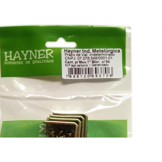 Cantoneira Moveis Hayner Bicromatizada 1'' 04Pecas 93706 Cantoneira Moveis Hayner Bicromatizada 1'' 04Pecas 93706