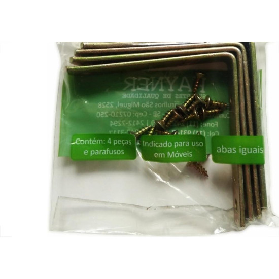 Cantoneira Moveis Hayner Bicromatizada 3'' 04Pecas 93744 Cantoneira Moveis Hayner Bicromatizada 3'' 04Pecas 93744
