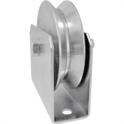 Roldana Zincada ''V'' Detoni Eixo Furado 2.1/2'' Com Suporte - Kit C/2