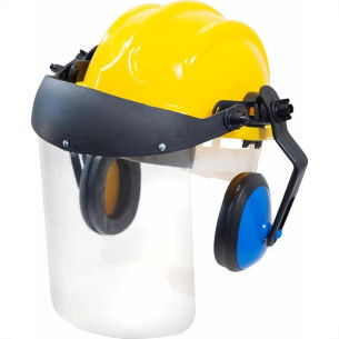 Capacete Com Abafador+Viseira Plastcor Amarelo 70001320