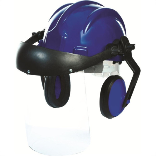 Capacete Com Abafador+Viseira Plastcor Azul Capacete Com Abafador+Viseira Plastcor Azul