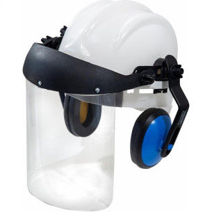 Capacete Com Abafador+Viseira Plastcor Branco 70001318