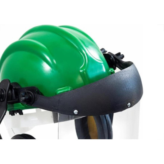 Capacete Com Abafador+Viseira Plastcor Verde Capacete Com Abafador+Viseira Plastcor Verde