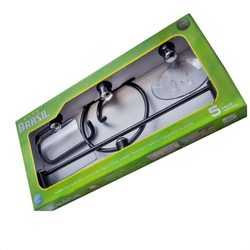 Acessorio Wc Brasil Preto Cristal 5 Pecas B1302060/10 Acessorio Wc Brasil Preto Cristal 5 Pecas B1302060/10