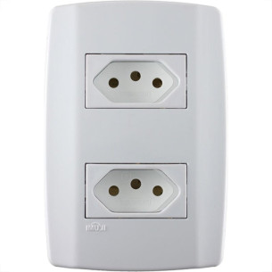 Conjunto Ilumi Slim 4X2 Branco Com Placa (2Tomada 10A) 80120