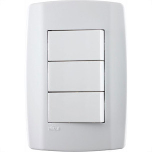 Conjunto Ilumi Slim 4X2 Branco Com Placa (3Simples) 8019