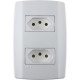 Conjunto Ilumi Slim 4X2 Branco Com Placa (2Tomada 20A) 80121 Conjunto Ilumi Slim 4X2 Branco Com Placa (2Tomada 20A) 80121