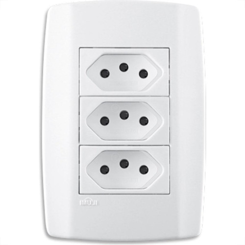 Conjunto Ilumi Slim 4X2 Branco Com Placa (3Tomada 10A) 80123 Conjunto Ilumi Slim 4X2 Branco Com Placa (3Tomada 10A) 80123