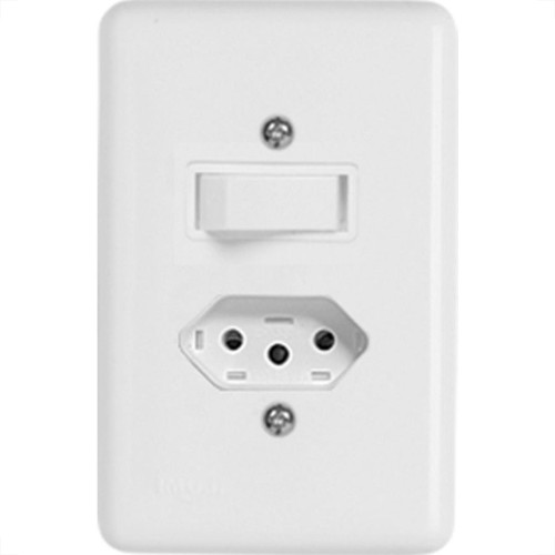 Conjunto Ilumi Stylus 4X2 Branco Com Placa (1Paralelo+Tomada) 20280