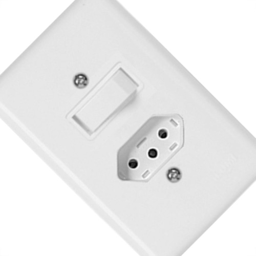 Conjunto Ilumi Stylus 4X2 Branco Com Placa (1Paralelo+Tomada) 20280