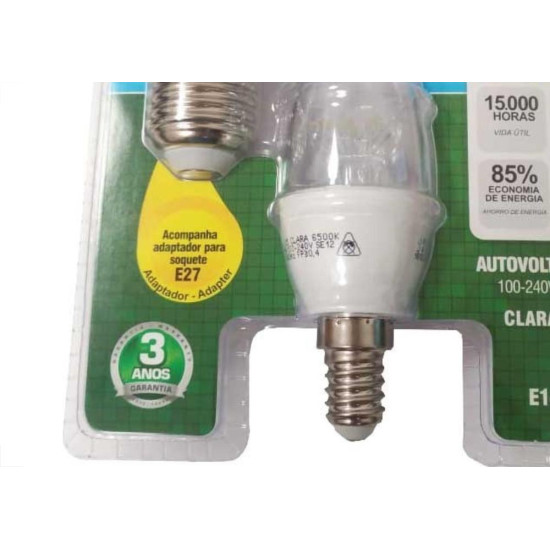 Lampada Led Vela Taschibra 3W 6500K Clara Tvl25 Lampada Led Vela Taschibra 3W 6500K Clara Tvl25