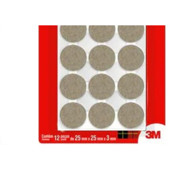Feltro Auto-Adesivo 3M Marrom Redondo P 12Pecas Fp-088 Hb004262687