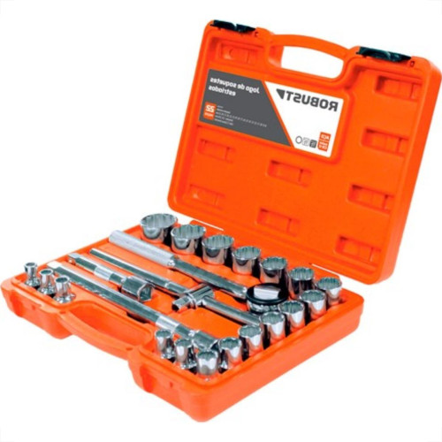 Soquete Robust Soli D26Em ''Mm'' Sem Manivela Estriado 22Pecas 60230 Soquete Robust Soli D26Em ''Mm'' Sem Manivela Estriado 22Pecas 60230
