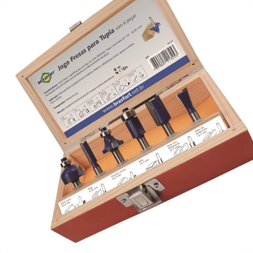 Fresa P/Tupia Brasfort Kit Com 06 Pecas 7893 Fresa P/Tupia Brasfort Kit Com 06 Pecas 7893