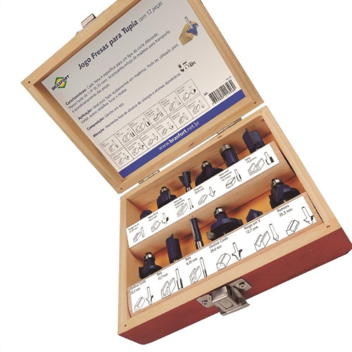 Fresa P/Tupia Brasfort Kit Com 12 Pecas 7894 Fresa P/Tupia Brasfort Kit Com 12 Pecas 7894