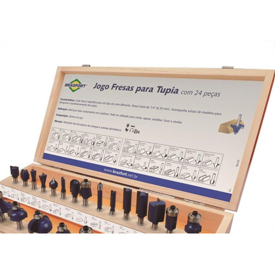 Fresa P/Tupia Brasfort Kit Com 24 Pecas 7895