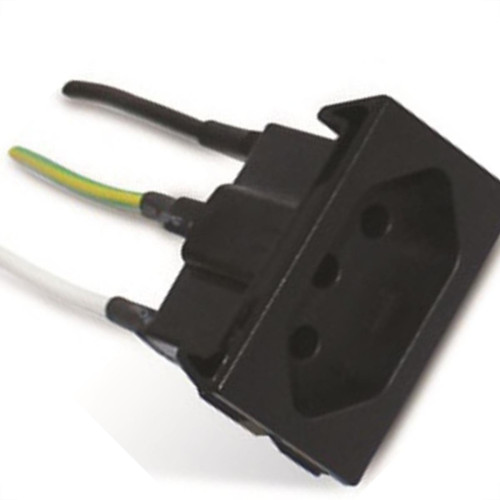 Tomada Painel Steck Com Cabo 10A 250V Preta S8628 Tomada Painel Steck Com Cabo 10A 250V Preta S8628