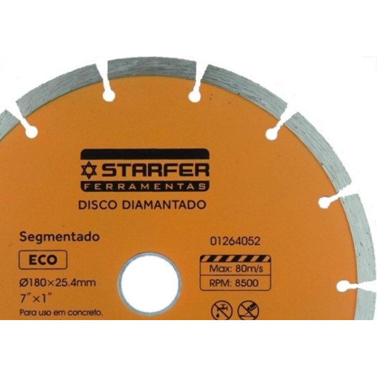 Disco Diamantado Starfer Segmentado 180Mm Seco/Agua Disco Diamantado Starfer Segmentado 180Mm Seco/Agua