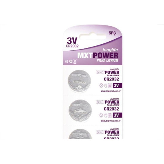 Pilha Mxt Bateria 3V Cr2032 Com 5Pecas 28.17.80 Pilha Mxt Bateria 3V Cr2032 Com 5Pecas 28.17.80