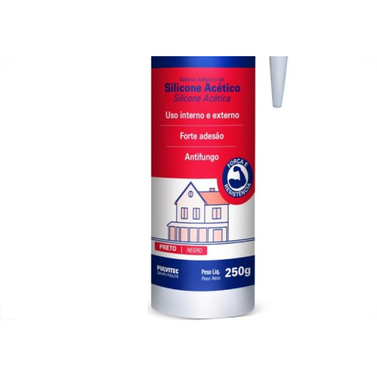Cola Silicone Polyfort 250G Uso Geral Preta Pulvitec Zb121