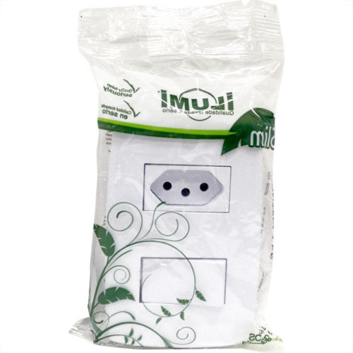 Conjunto Ilumi Slim 4X2 Branco Com Placa (1Simples+Tomada 10A) 80200 Conjunto Ilumi Slim 4X2 Branco Com Placa (1Simples+Tomada 10A) 80200