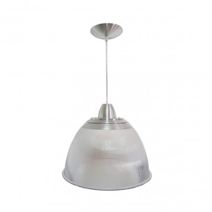 Luminaria Prismatica Bezelux 22'' Com Pendente Escovado Reforcado E40 Bzsf22Ec4