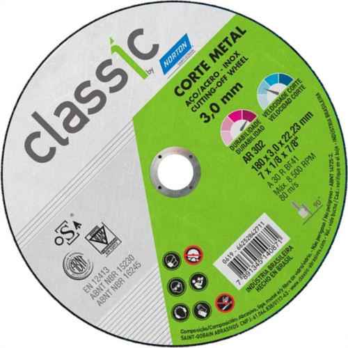 Disco De Corte Para Ferro Norton 302 Classic 07X1/8X7/8 