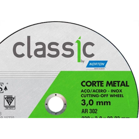 Disco De Corte Para Ferro Norton 302 Classic 09X1/8X7/8 
