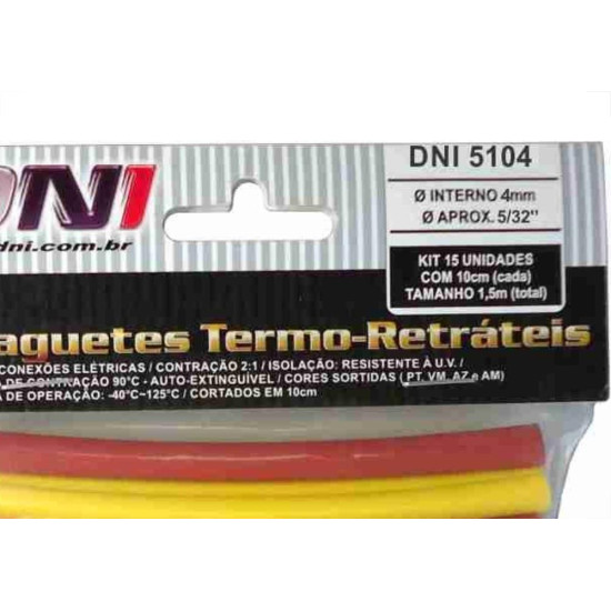 Espaguete Termo Retratil Dni 4Mm Com 15Pecas 5104 Espaguete Termo Retratil Dni 4Mm Com 15Pecas 5104