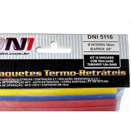 Espaguete Termo Retratil Dni 16Mm Com 10Pecas 5116 Espaguete Termo Retratil Dni 16Mm Com 10Pecas 5116