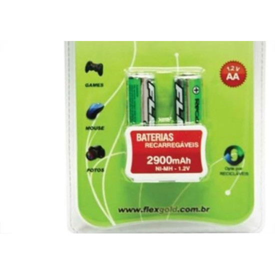 Pilha Recarregavel Flexgold Pequena ''Aa'' 2 Pecas 2900Mah Fx-Aa29B2 Pilha Recarregavel Flexgold Pequena ''Aa'' 2 Pecas 2900Mah Fx-Aa29B2