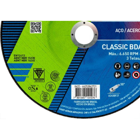 Disco Desbaste Norton 9X1/4 X 7/8 Da600 