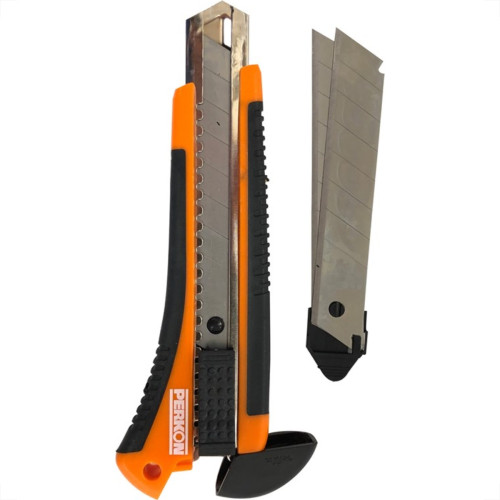 Estilete Perkon Emborrachado Com 3 Laminas 18Mm 1010 Estilete Perkon Emborrachado Com 3 Laminas 18Mm 1010